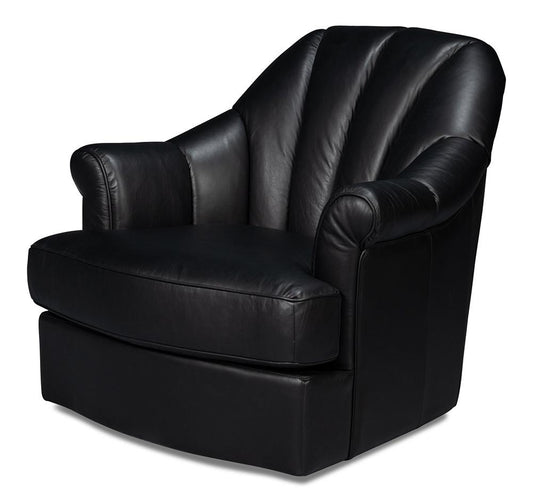 Sarreid Ltd - Scoth Swivel Chair In Distilled Lthr,Black - 54094 veiw 1