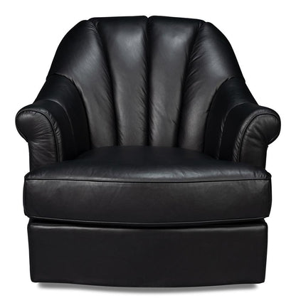 Sarreid Ltd - Scoth Swivel Chair In Distilled Lthr,Black - 54094 veiw 2