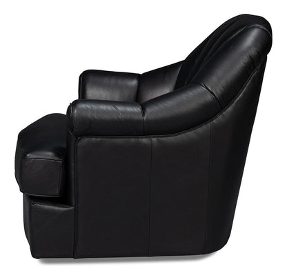 Sarreid Ltd - Scoth Swivel Chair In Distilled Lthr,Black - 54094 veiw 3