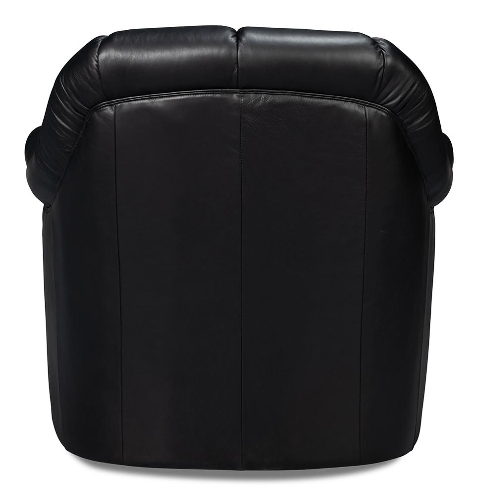Sarreid Ltd - Scoth Swivel Chair In Distilled Lthr,Black - 54094 veiw 4