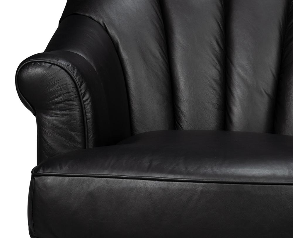 Sarreid Ltd - Scoth Swivel Chair In Distilled Lthr,Black - 54094 veiw 6