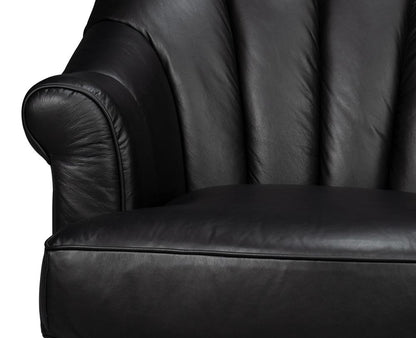 Sarreid Ltd - Scoth Swivel Chair In Distilled Lthr,Black - 54094 veiw 6
