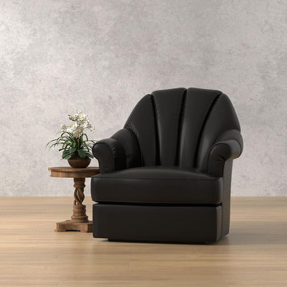 Sarreid Ltd - Scoth Swivel Chair In Distilled Lthr,Black - 54094 veiw 7