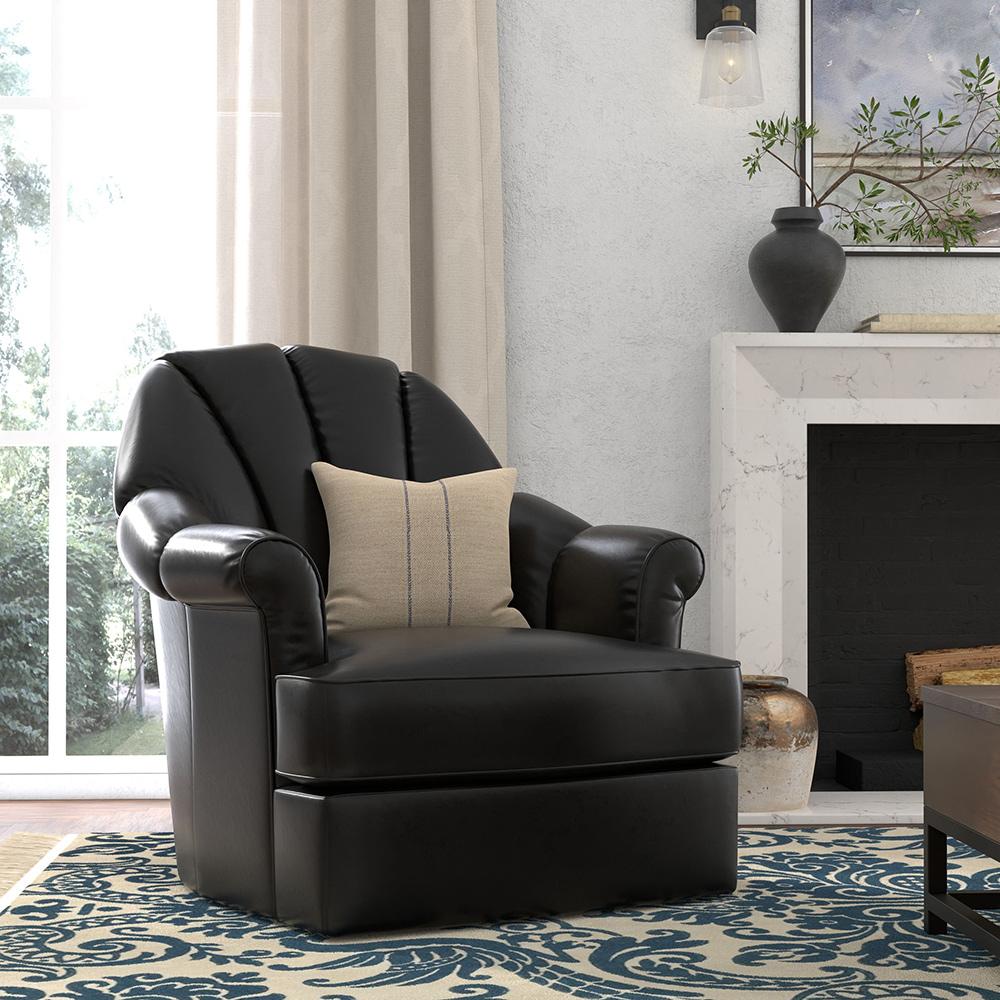 Sarreid Ltd - Scoth Swivel Chair In Distilled Lthr,Black - 54094 veiw 8