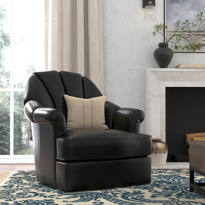 Sarreid Ltd - Scoth Swivel Chair In Distilled Lthr,Black - 54094 veiw 8