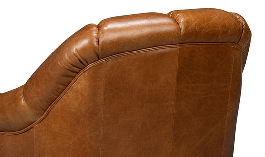 Sarreid Ltd - Scoth Swivel Chair In Distilled Lthr,Brown - 54092 veiw 1