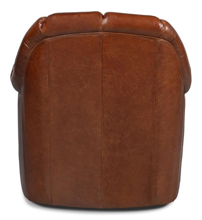 Sarreid Ltd - Scoth Swivel Chair In Distilled Leather - Brown - 53895 veiw 4