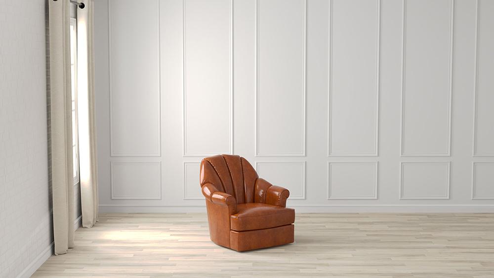 Sarreid Ltd - Scoth Swivel Chair In Distilled Leather - Brown - 53895 veiw 7