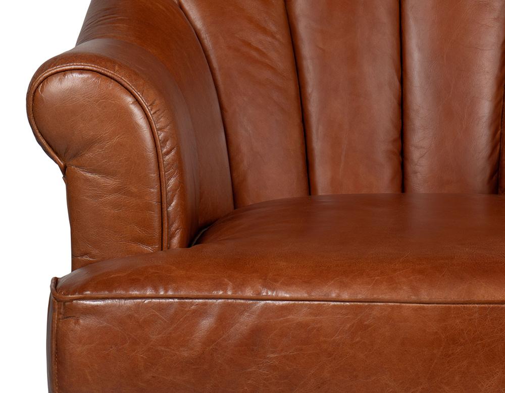 Sarreid Ltd - Scoth Swivel Chair In Distilled Leather - Brown - 53895 veiw 11