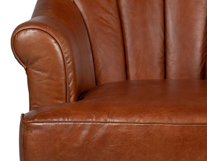 Sarreid Ltd - Scoth Swivel Chair In Distilled Leather - Brown - 53895 veiw 11