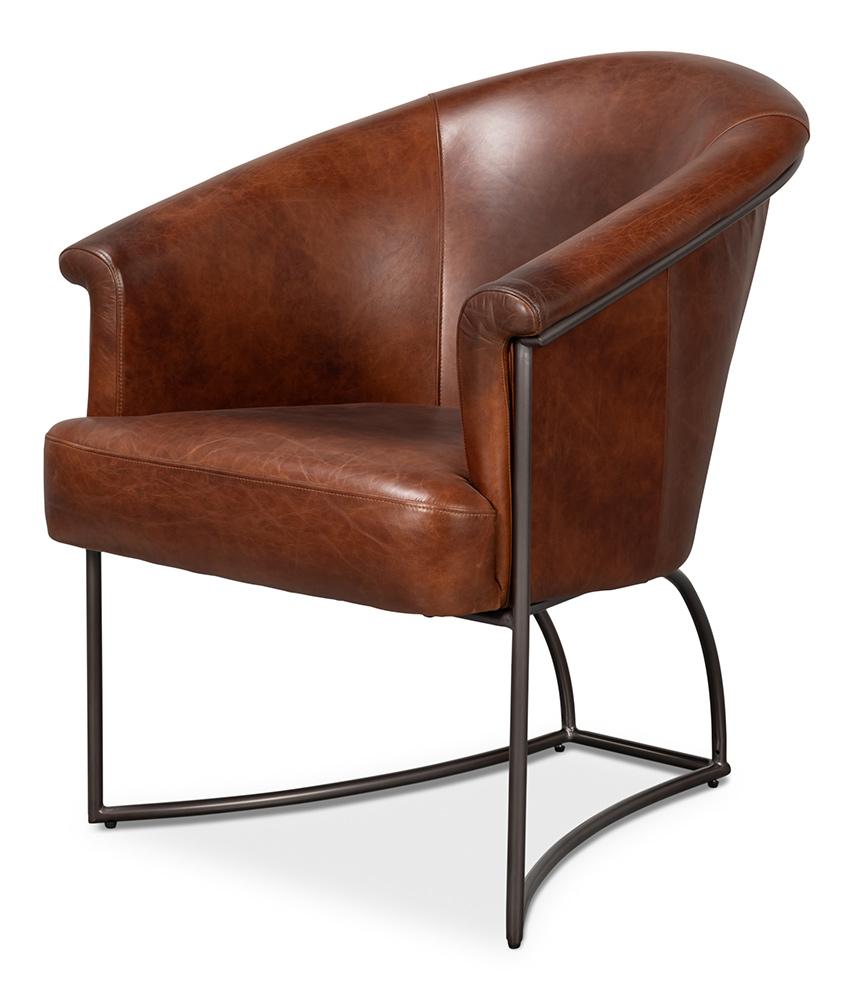 Sarreid Ltd - Nagel Distilled Leather Chair,Brown - 54187 veiw 1