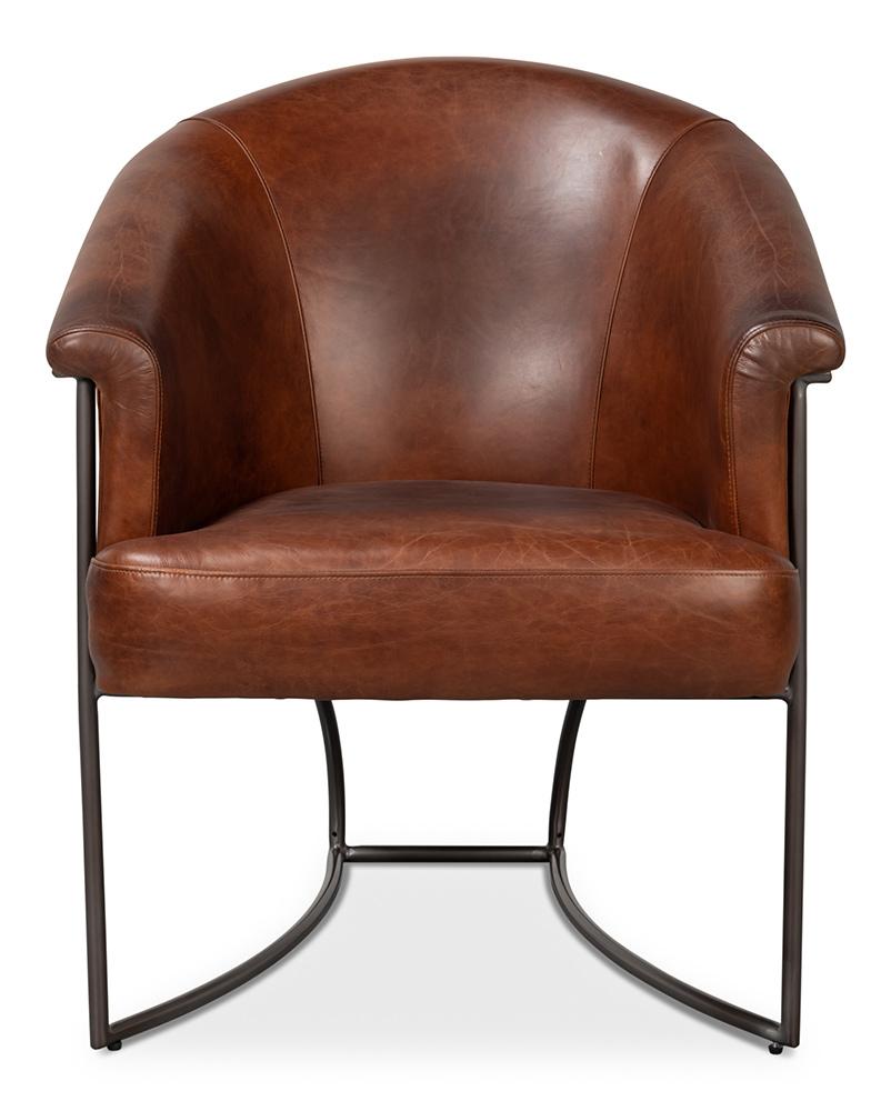 Sarreid Ltd - Nagel Distilled Leather Chair,Brown - 54187 veiw 2