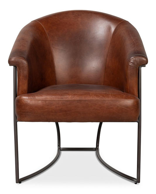Sarreid Ltd - Nagel Distilled Leather Chair,Brown - 54187 veiw 2