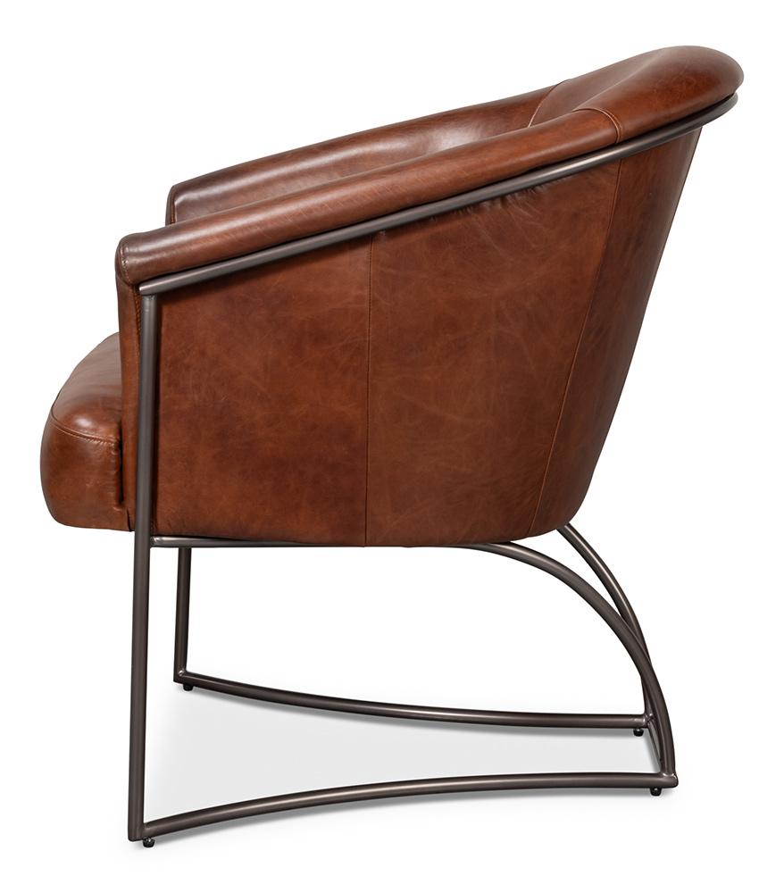 Sarreid Ltd - Nagel Distilled Leather Chair,Brown - 54187 veiw 3