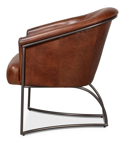 Sarreid Ltd - Nagel Distilled Leather Chair,Brown - 54187 veiw 3