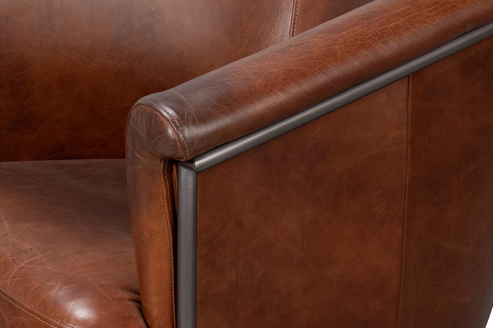 Sarreid Ltd - Nagel Distilled Leather Chair,Brown - 54187 veiw 6