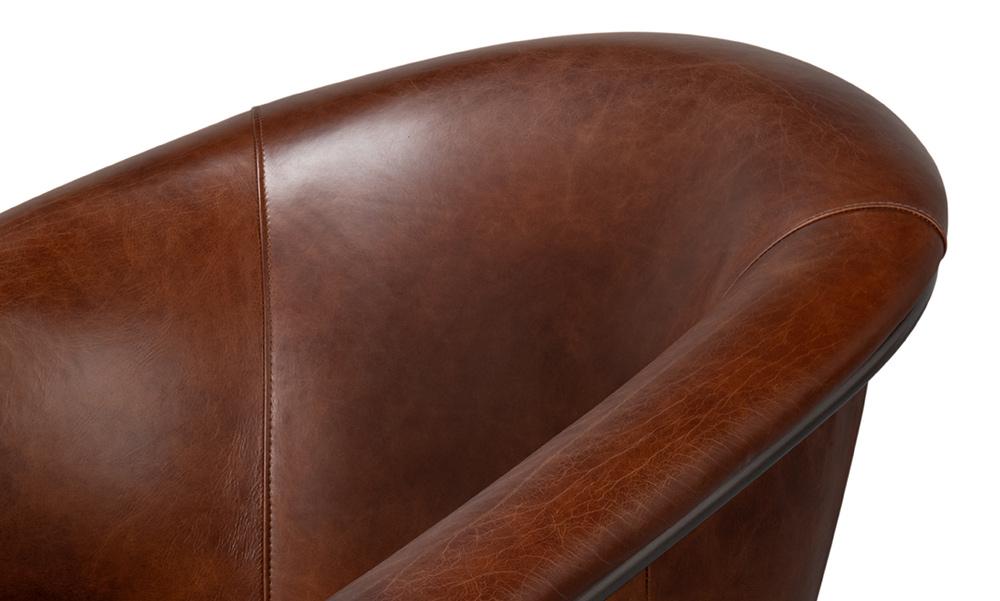 Sarreid Ltd - Nagel Distilled Leather Chair,Brown - 54187 veiw 10