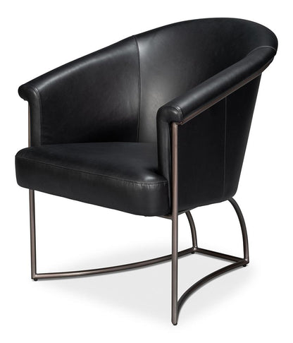 Sarreid Ltd - Nagel Distilled Leather Chair,Onyx Black - 54058 veiw 1