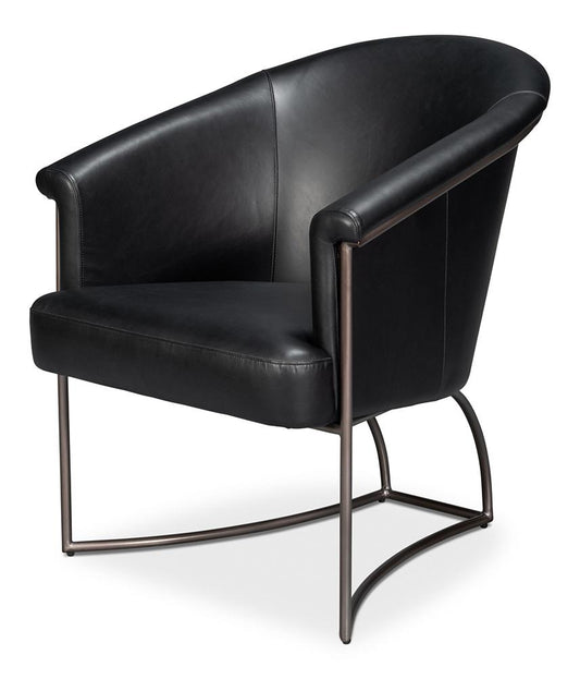 Sarreid Ltd - Nagel Distilled Leather Chair,Onyx Black - 54058 veiw 1