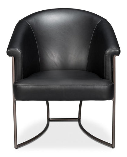 Sarreid Ltd - Nagel Distilled Leather Chair,Onyx Black - 54058 veiw 2