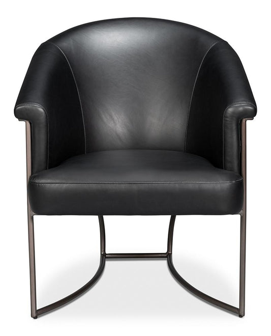 Sarreid Ltd - Nagel Distilled Leather Chair,Onyx Black - 54058 veiw 2
