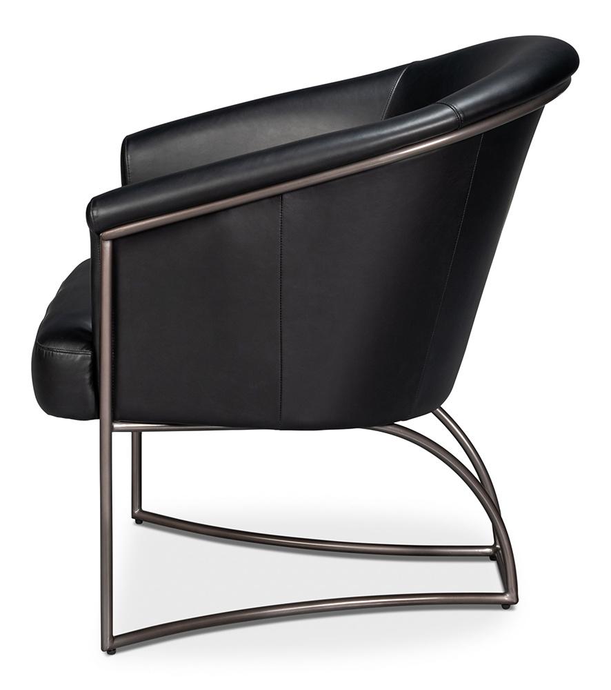 Sarreid Ltd - Nagel Distilled Leather Chair,Onyx Black - 54058 veiw 3