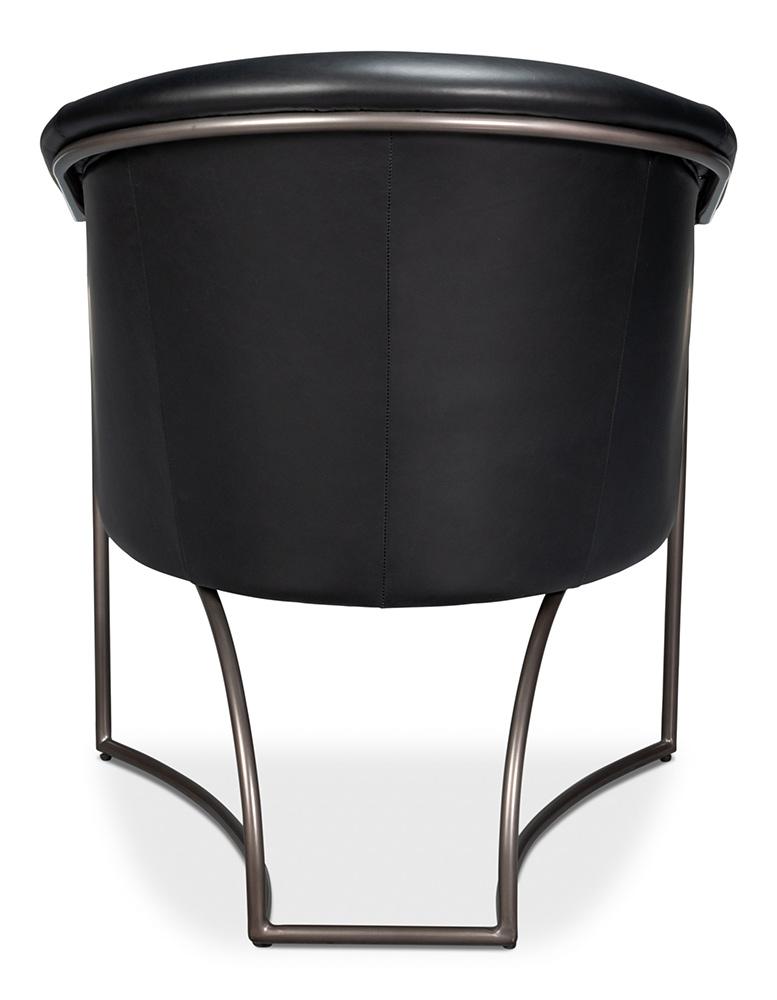 Sarreid Ltd - Nagel Distilled Leather Chair,Onyx Black - 54058 veiw 4