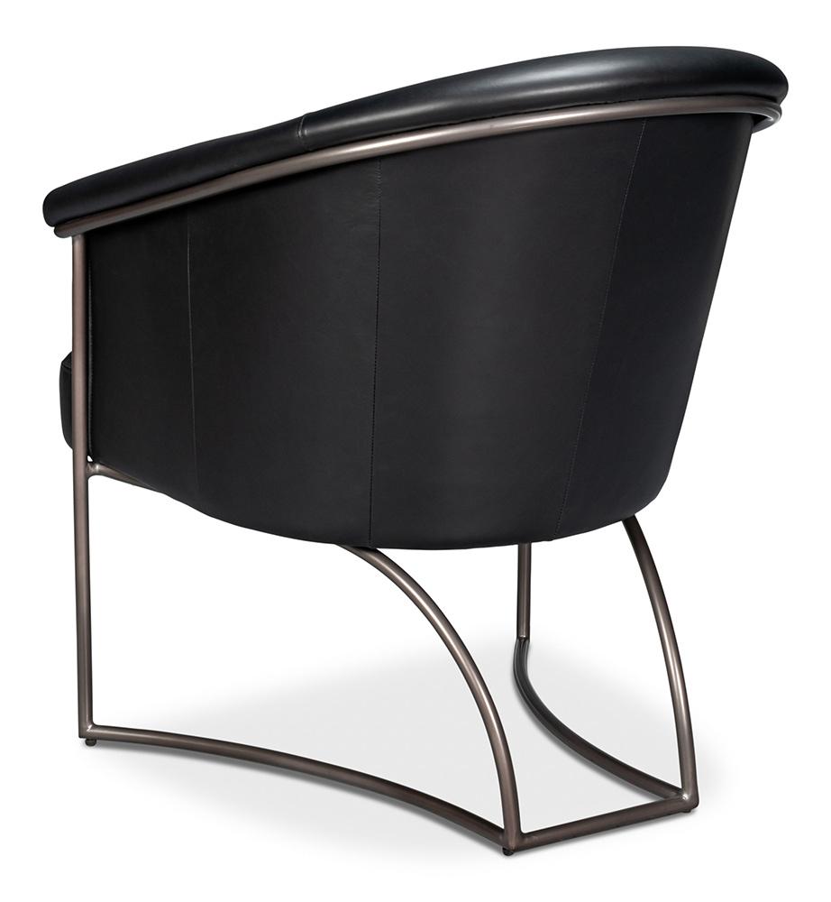 Sarreid Ltd - Nagel Distilled Leather Chair,Onyx Black - 54058 veiw 5