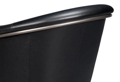 Sarreid Ltd - Nagel Distilled Leather Chair,Onyx Black - 54058 veiw 7