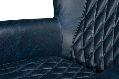 Sarreid Ltd - Bugatti Leather Swivel Chair, Blue - 54112 veiw 12