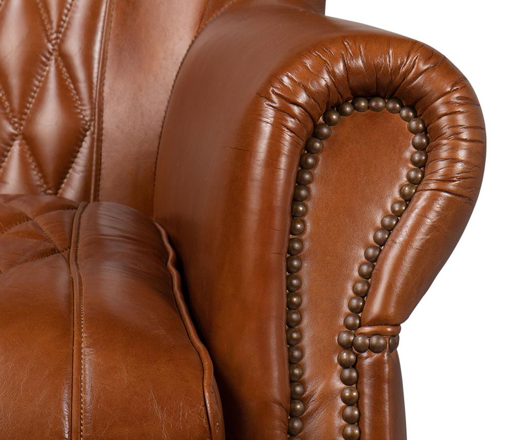 Sarreid Ltd - Bugatti Leather Swivel Chair, Cuba Brown - 54110 veiw 10
