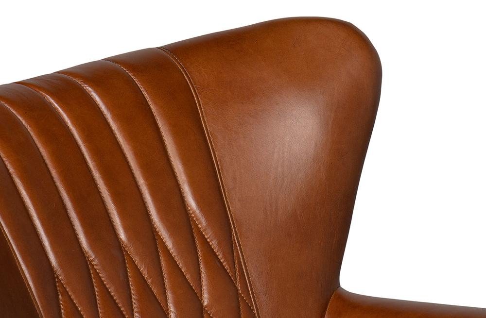Sarreid Ltd - Bugatti Leather Swivel Chair - Brown - 53469 veiw 11