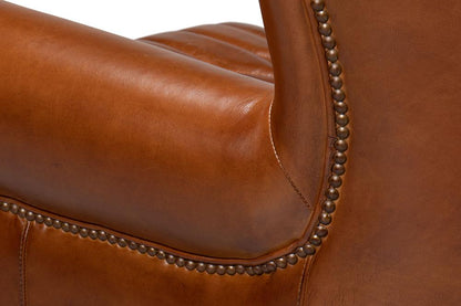 Sarreid Ltd - Bugatti Leather Swivel Chair - Brown - 53469 veiw 12
