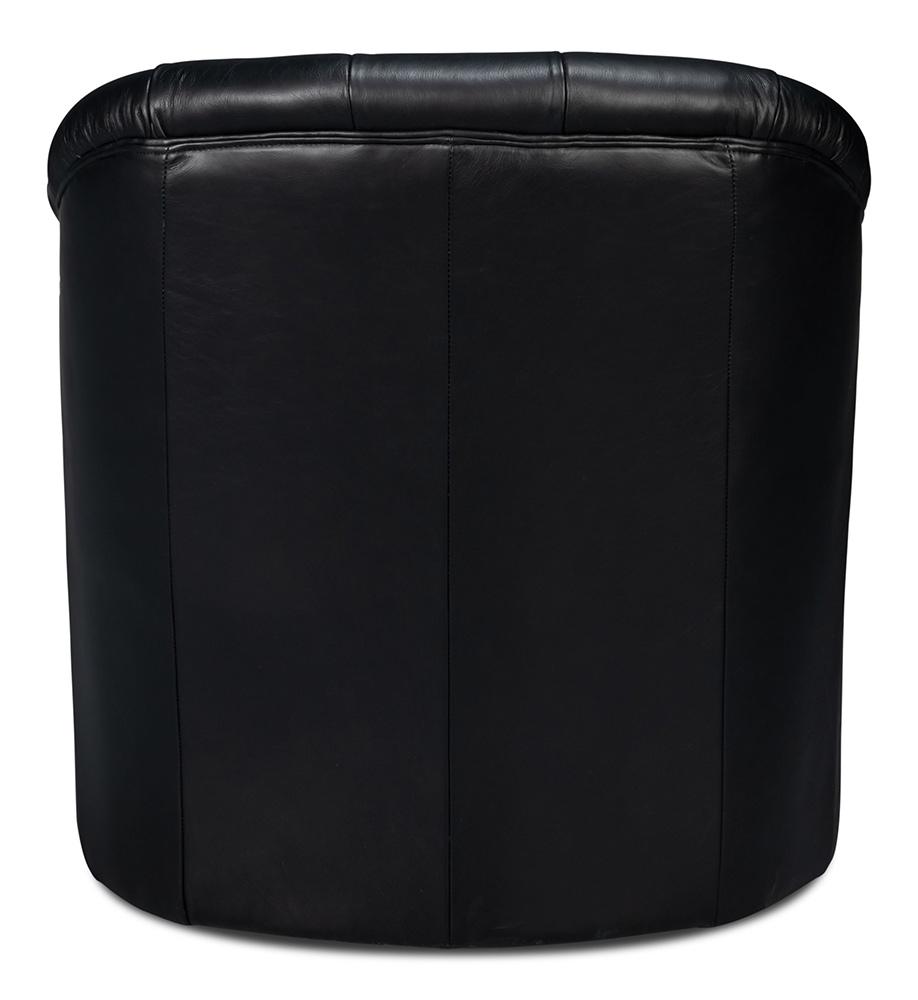 Sarreid Ltd - Coolidge Leather Swivel Chair, Black - 54116 veiw 4