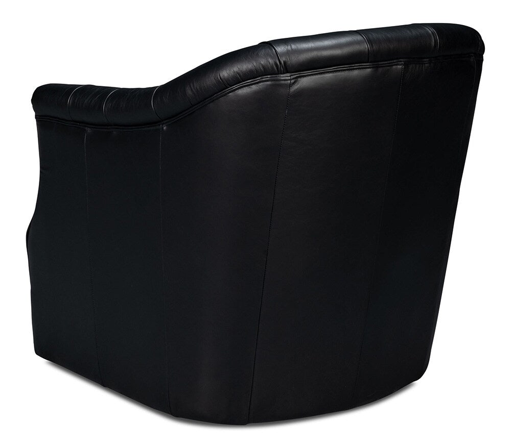 Sarreid Ltd - Coolidge Leather Swivel Chair, Black - 54116 veiw 5