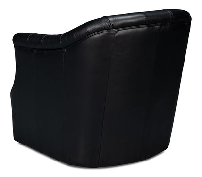 Sarreid Ltd - Coolidge Leather Swivel Chair, Black - 54116 veiw 5