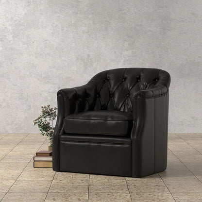 Sarreid Ltd - Coolidge Leather Swivel Chair, Black - 54116 veiw 7