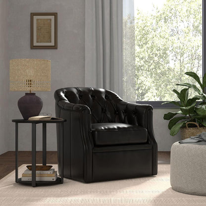 Sarreid Ltd - Coolidge Leather Swivel Chair, Black - 54116 veiw 8
