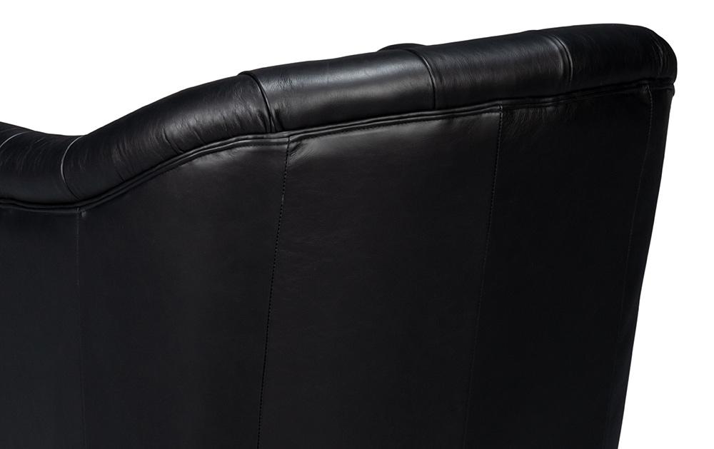 Sarreid Ltd - Coolidge Leather Swivel Chair, Black - 54116 veiw 9