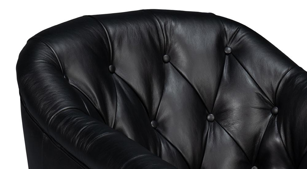 Sarreid Ltd - Coolidge Leather Swivel Chair, Black - 54116 veiw 10