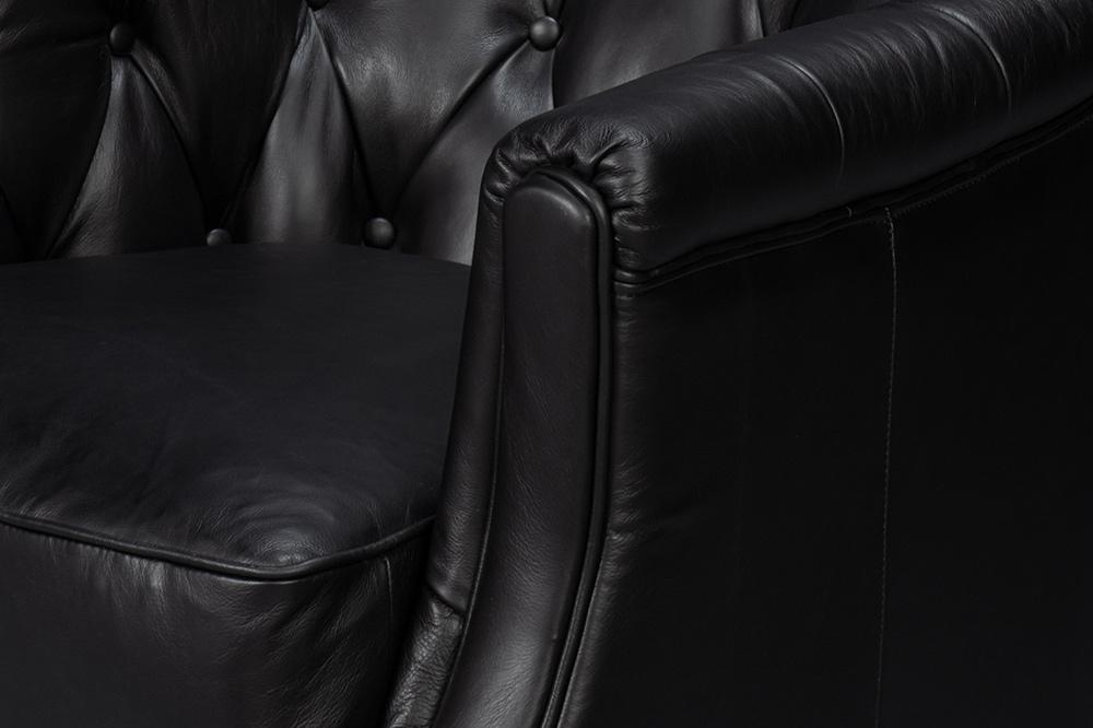 Sarreid Ltd - Coolidge Leather Swivel Chair, Black - 54116 veiw 11