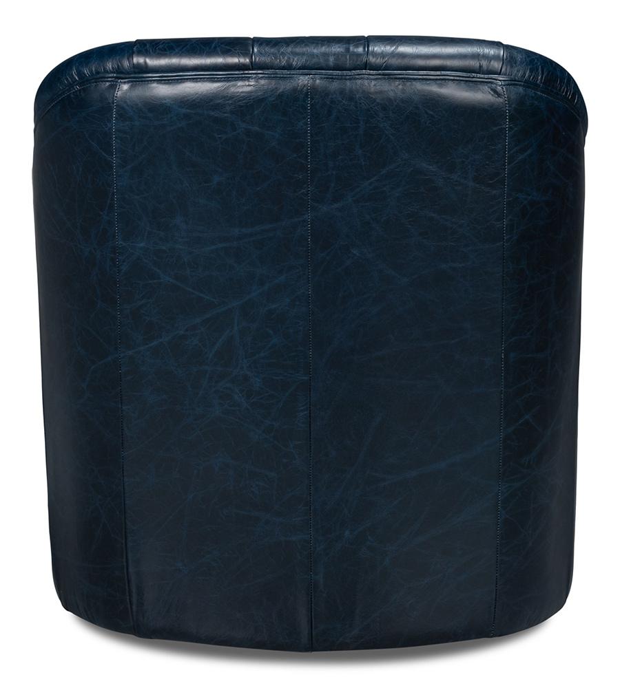 Sarreid Ltd - Coolidge Leather Swivel Chair, Blue - 54115 veiw 4