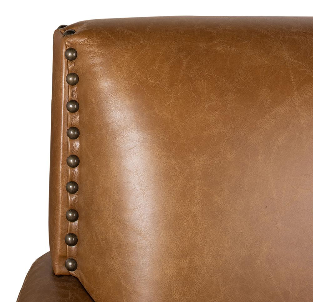 Sarreid Ltd - Coolidge Leather Swivel Chair, Cuba Brn - 53470 veiw 8