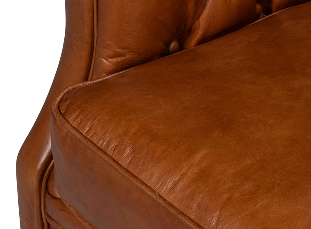 Sarreid Ltd - Coolidge Leather Swivel Chair,Havana Brn - 54114 veiw 11