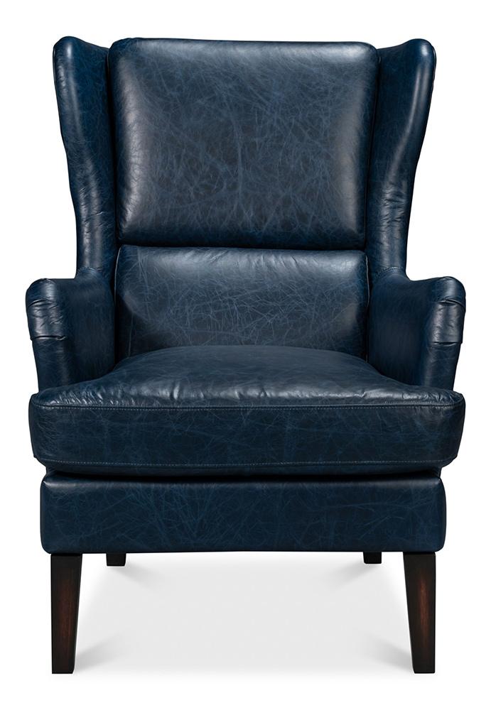 Sarreid Ltd - Elite Wing Lounge Chair, Chateau Blue - 54121 veiw 2