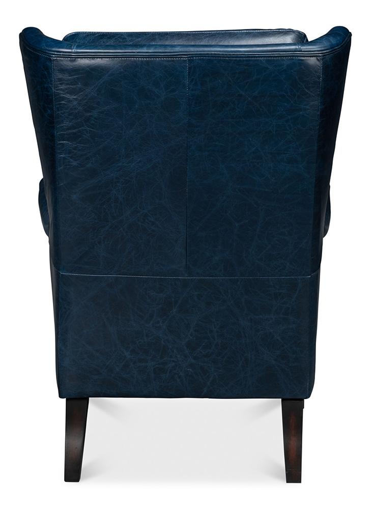 Sarreid Ltd - Elite Wing Lounge Chair, Chateau Blue - 54121 veiw 4