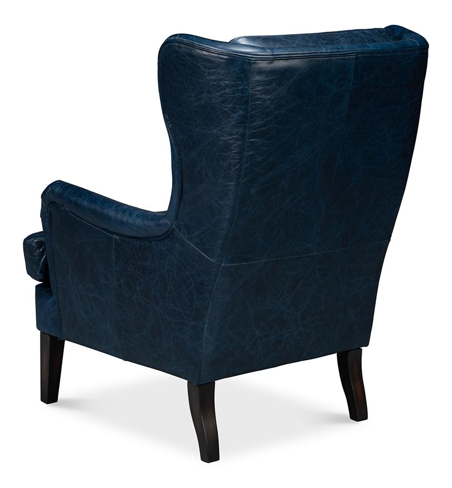 Sarreid Ltd - Elite Wing Lounge Chair, Chateau Blue - 54121 veiw 5