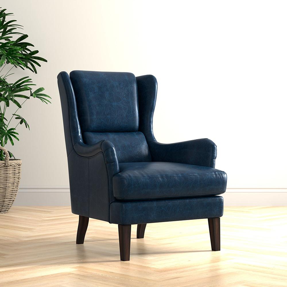 Sarreid Ltd - Elite Wing Lounge Chair, Chateau Blue - 54121 veiw 7