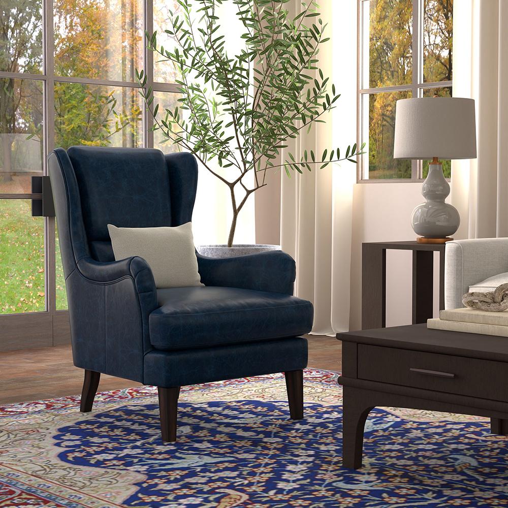 Sarreid Ltd - Elite Wing Lounge Chair, Chateau Blue - 54121 veiw 8