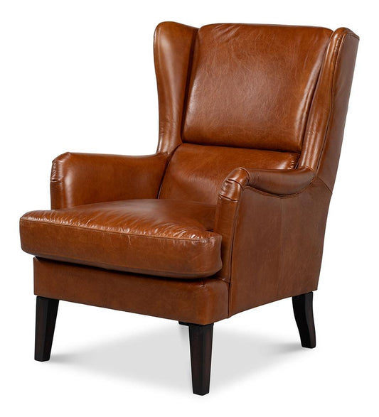 Sarreid Ltd - Elite Wing Lounge Chair, Cuba Brown - 54119 veiw 1